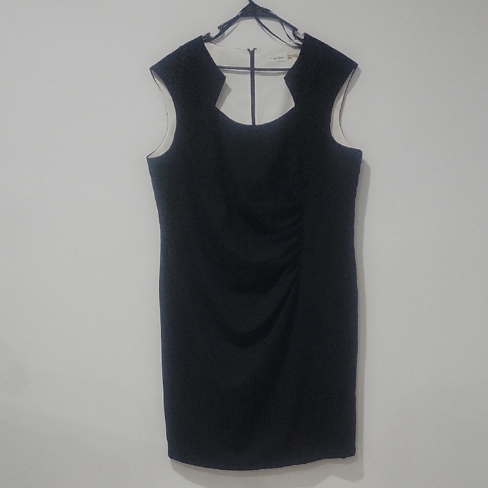 Calvin Klein Black Sleeveless Cowl Neck Sheath Dress